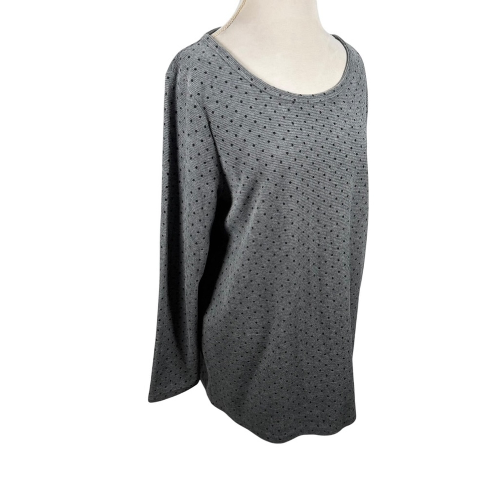 Talbots Velour Ribbed Knit Tunic Top Gray Black Polka Dot Soft Casual size XL - Picture 6 of 10